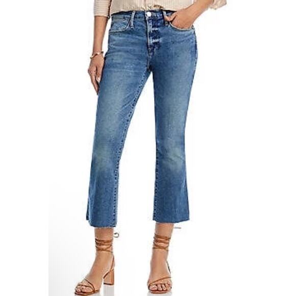 Frame Le High Flare Jeans Cairo Blue Denim High Rise Stretch Size 28 NEW - Picture 1 of 9